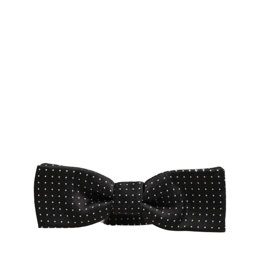 Dolce & Gabbana Black White Polka Dot Adjustable Neck Papillon Bow Tie