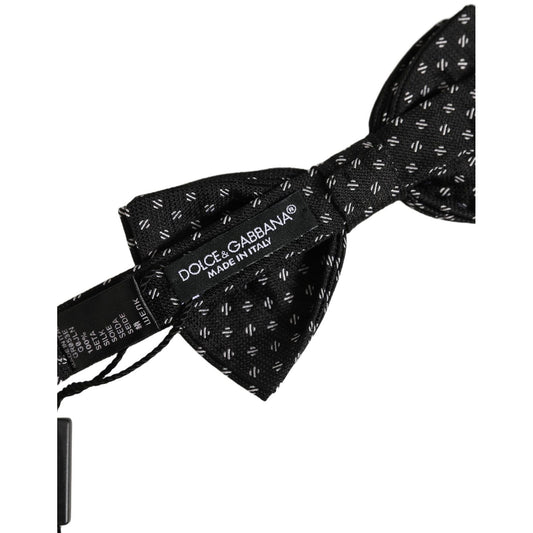 Dolce & Gabbana Men Black Patterned Adjustable Neck Papillon Bow Tie