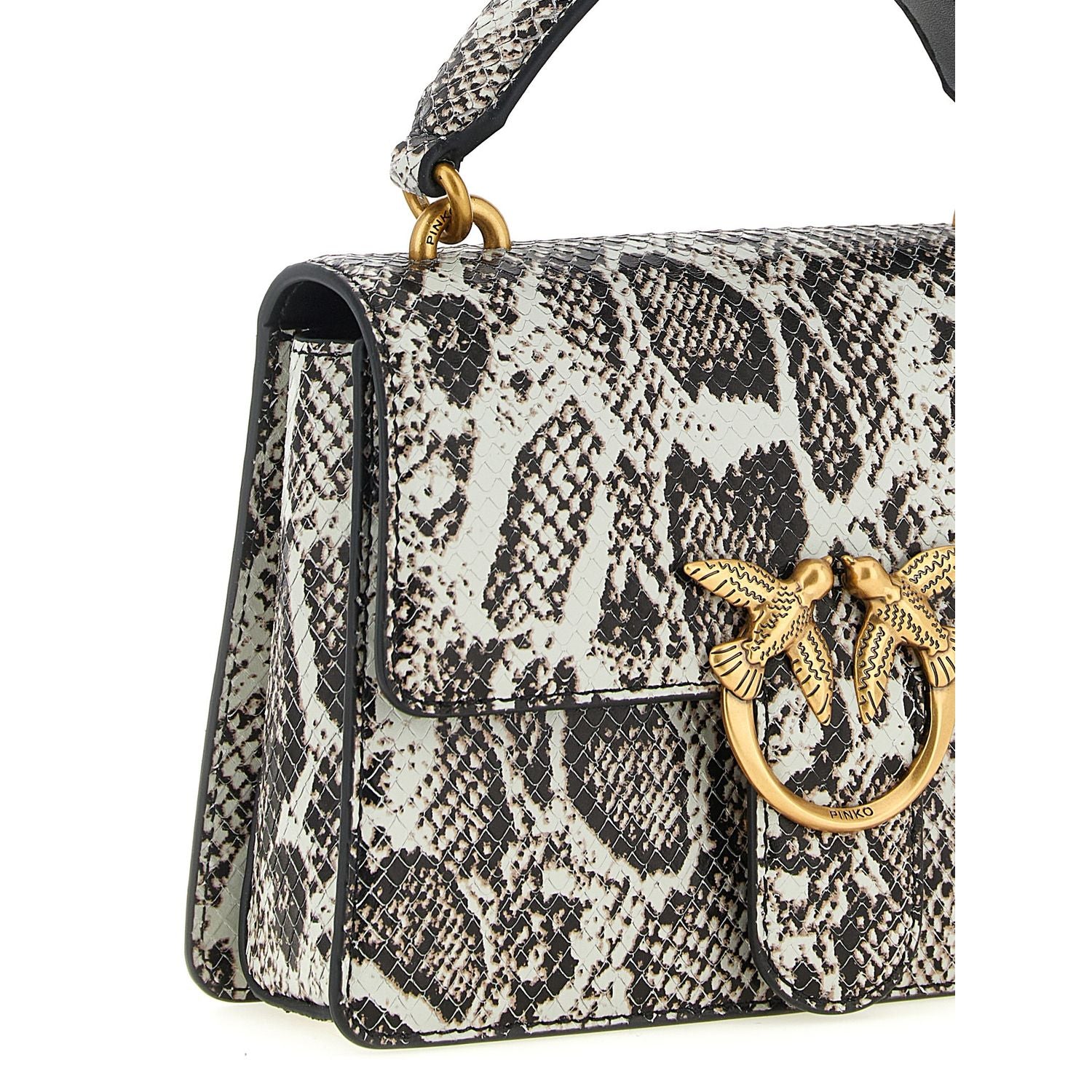 PINKO Gray Calfskin Handbag