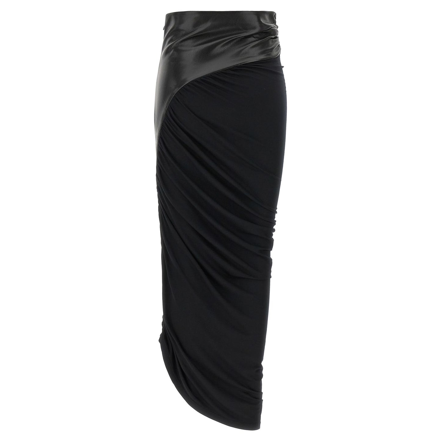 The Andamane Black Viscose Midi Skirt