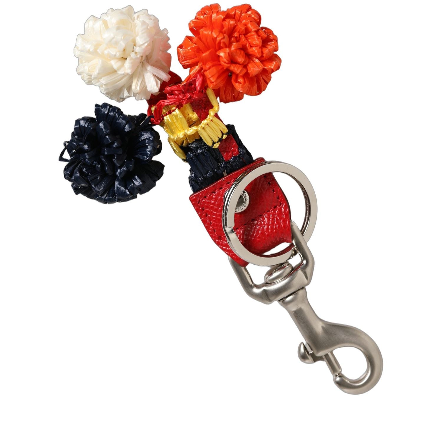 Dolce & Gabbana Raffia Leather Clasp Finder Chain Keyring Multicolor