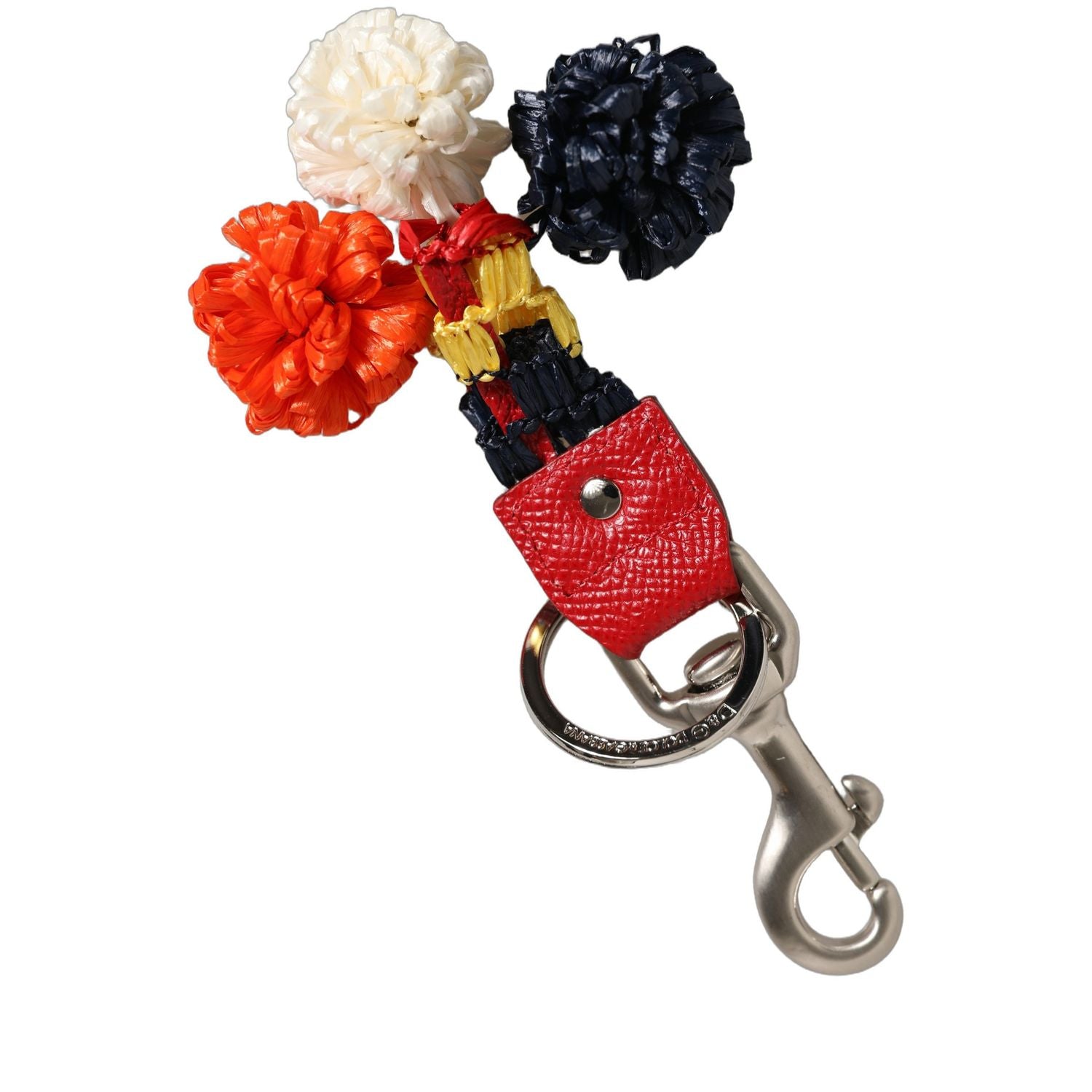 Dolce & Gabbana Raffia Leather Clasp Finder Chain Keyring Multicolor