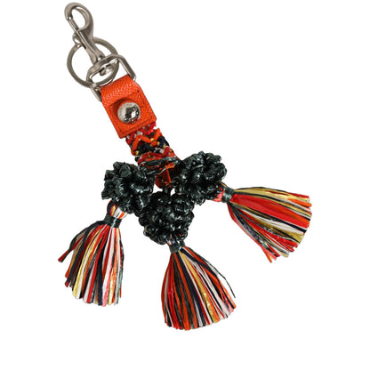 Dolce & Gabbana Raffia Leather Clasp Finder Chain Keyring Multicolor