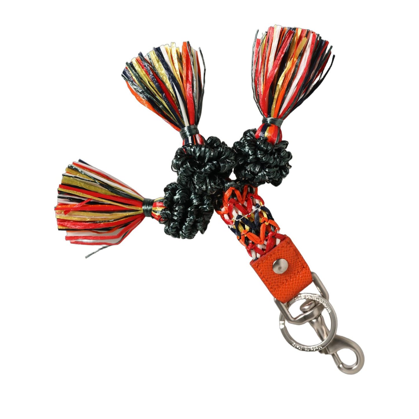 Dolce & Gabbana Raffia Leather Clasp Finder Chain Keyring Multicolor