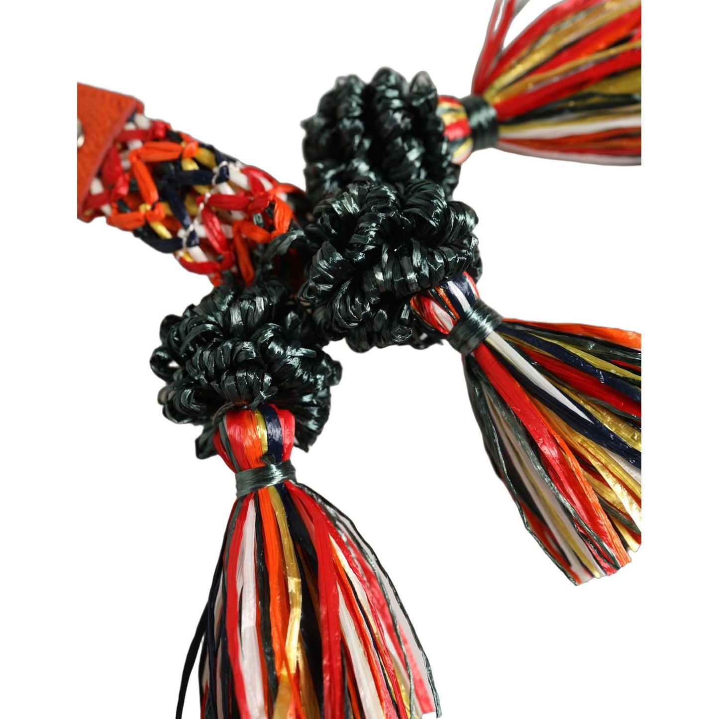 Dolce & Gabbana Raffia Leather Clasp Finder Chain Keyring Multicolor