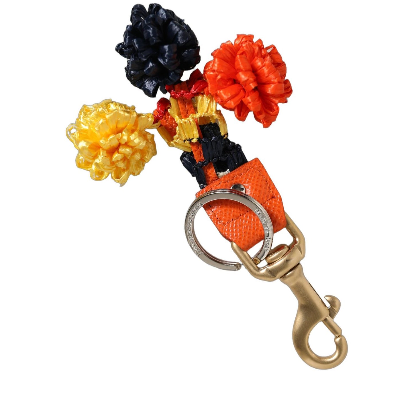 Dolce & Gabbana Raffia Leather Clasp Finder Chain Keyring Multicolor