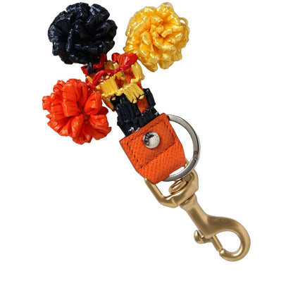 Dolce & Gabbana Raffia Leather Clasp Finder Chain Keyring Multicolor
