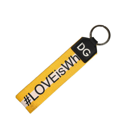 Dolce & Gabbana Multicolor Logo Polyester Brass Holder Keychain Keyring