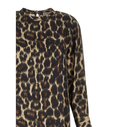 Alberto Biani Brown Silk Long Dress