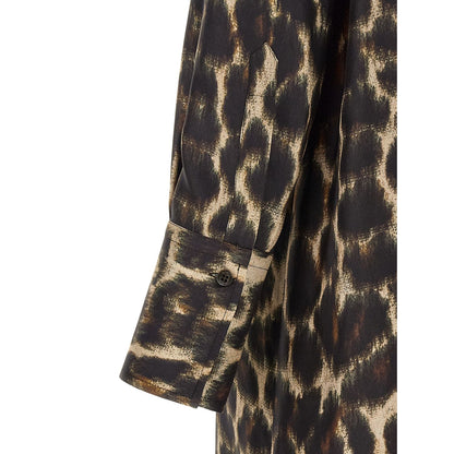 Alberto Biani Brown Silk Long Dress