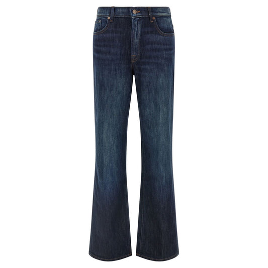 7 For All Mankind Blue Cotton Flared Jeans