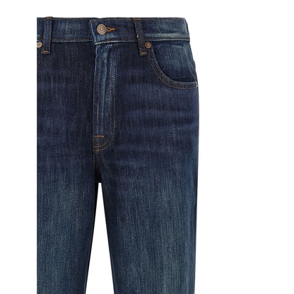 7 For All Mankind Blue Cotton Flared Jeans