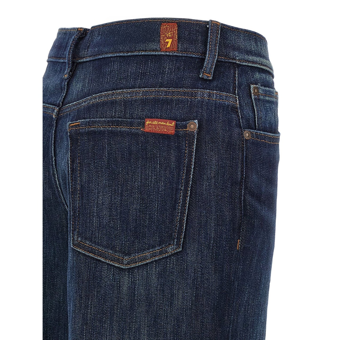 7 For All Mankind Blue Cotton Flared Jeans