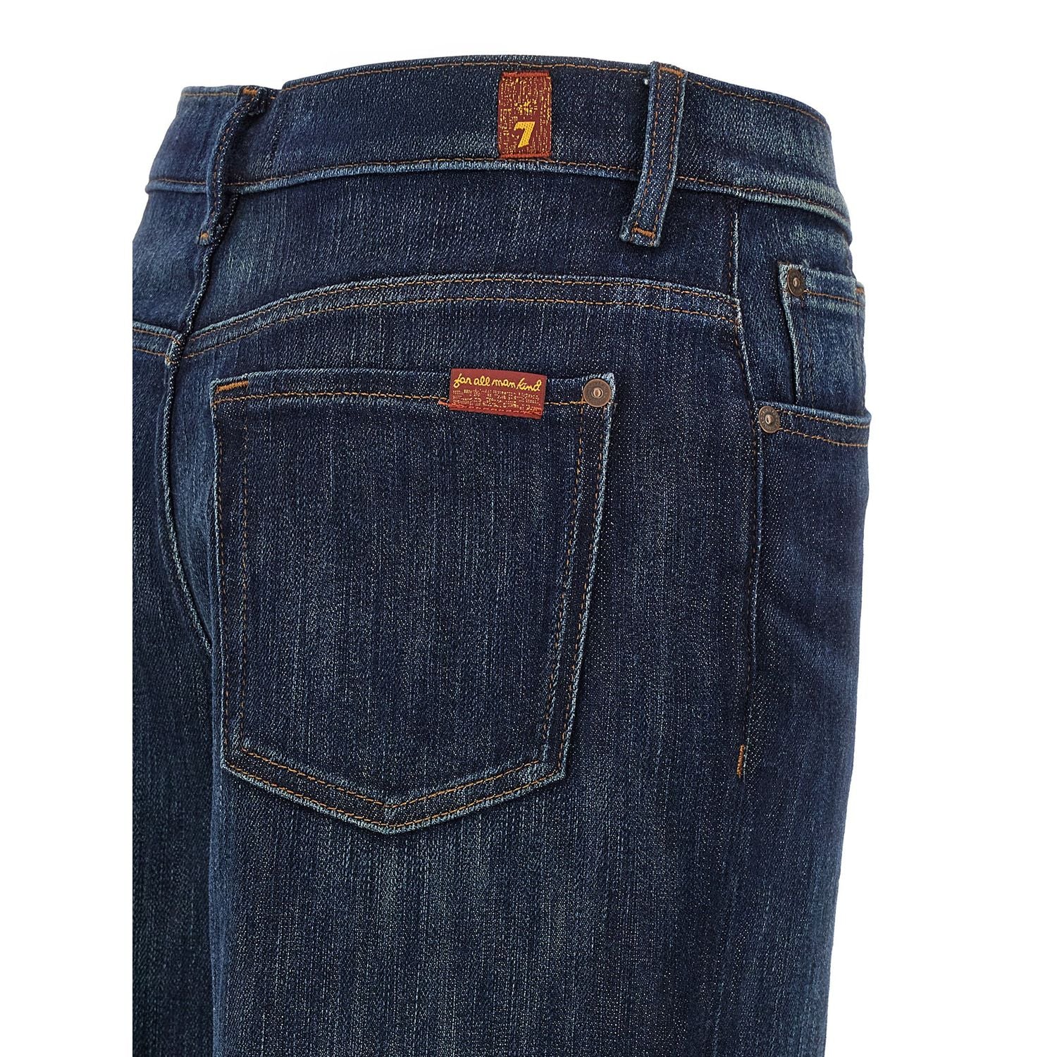 7 For All Mankind Blue Cotton Flared Jeans
