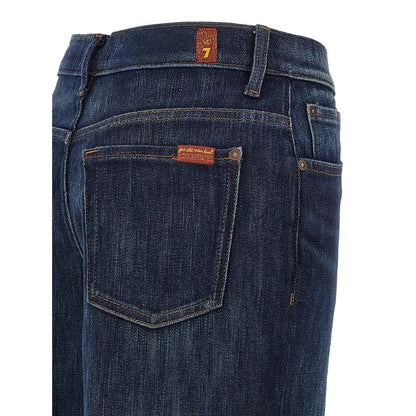 7 For All Mankind Blue Cotton Flared Jeans