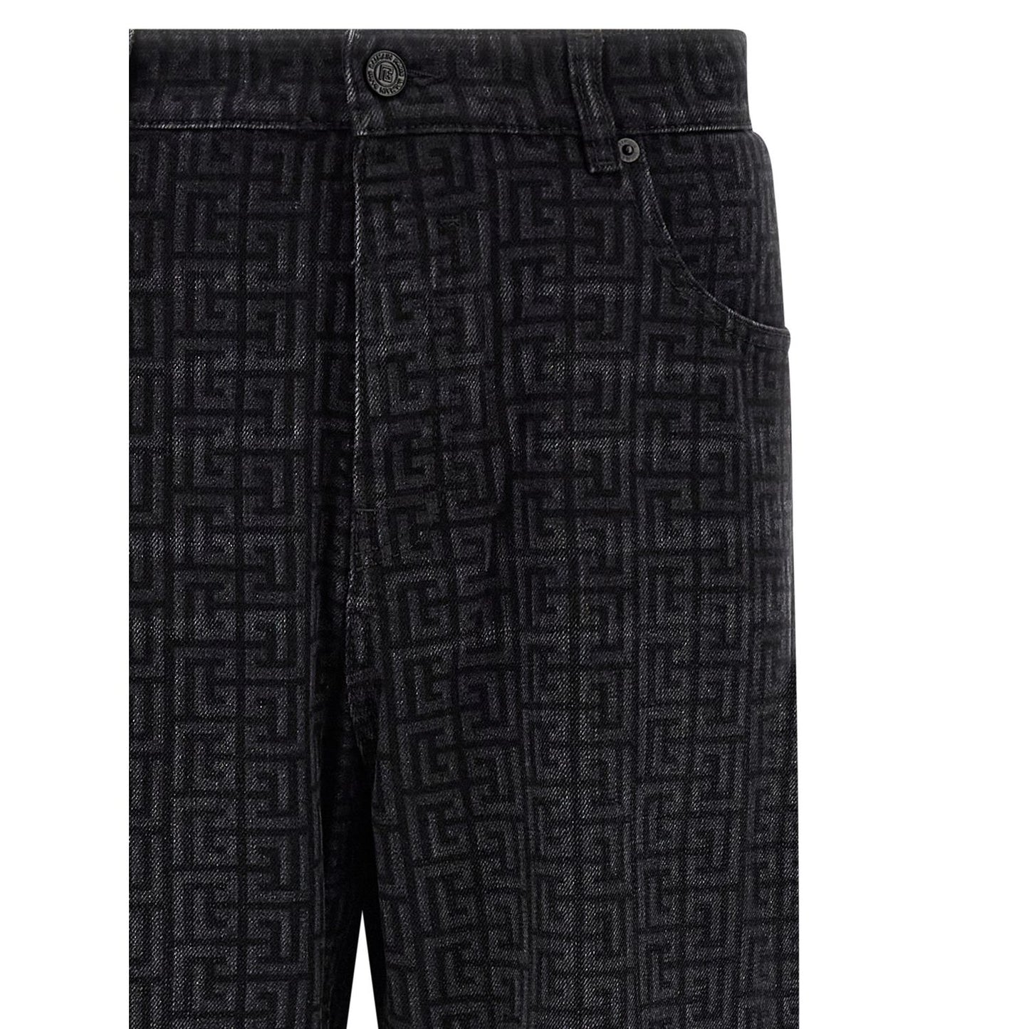 Balmain Black Cotton Straight-Leg Jeans