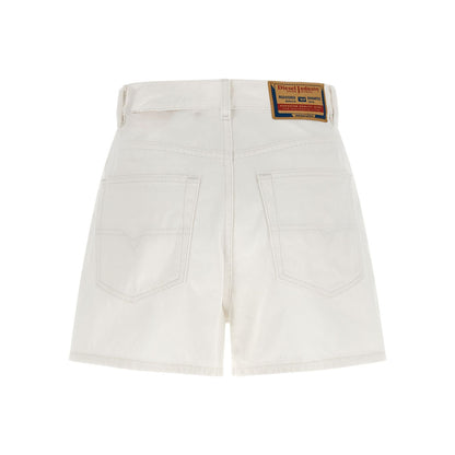 Diesel White Cotton Bermuda Shorts
