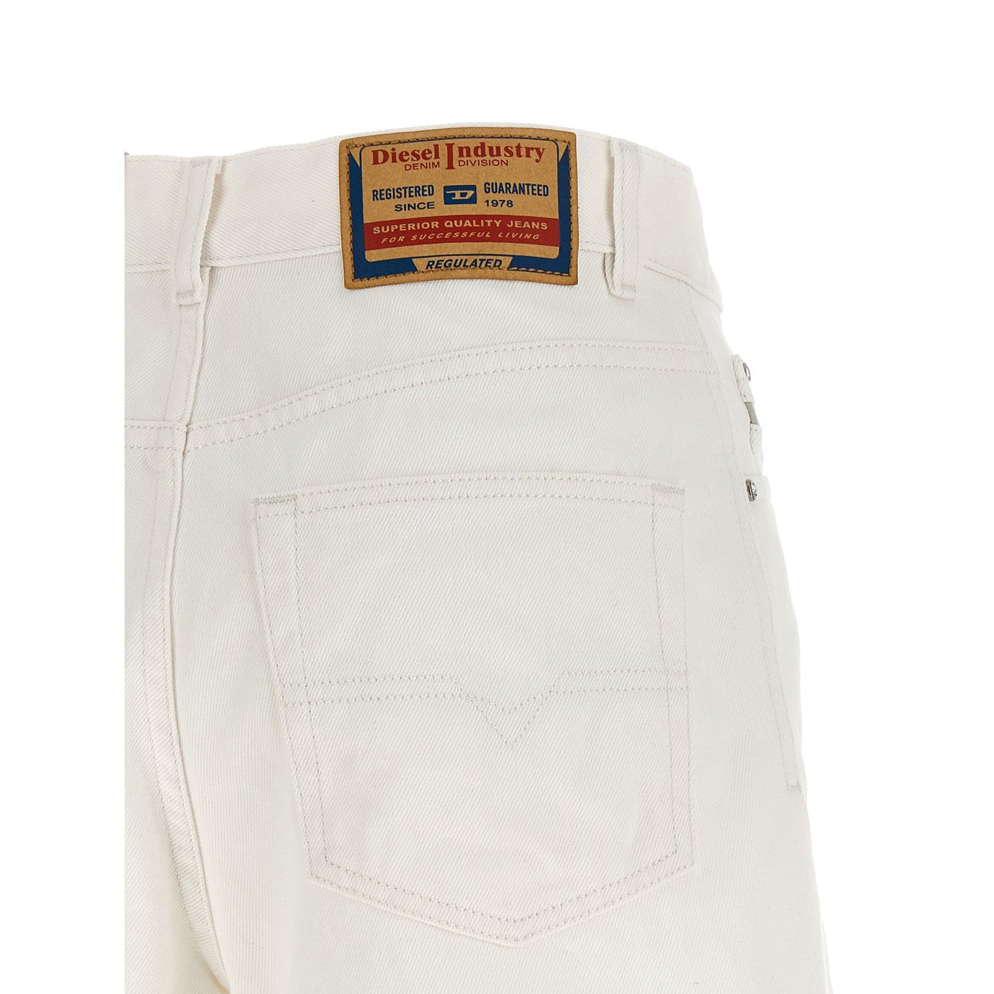 Diesel White Cotton Bermuda Shorts