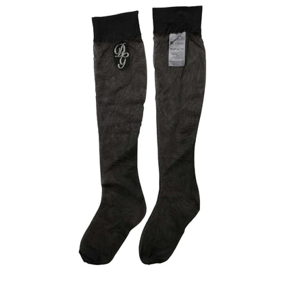 Dolce & Gabbana Black Nylon Mesh Sheer Calf Long Accessory Socks