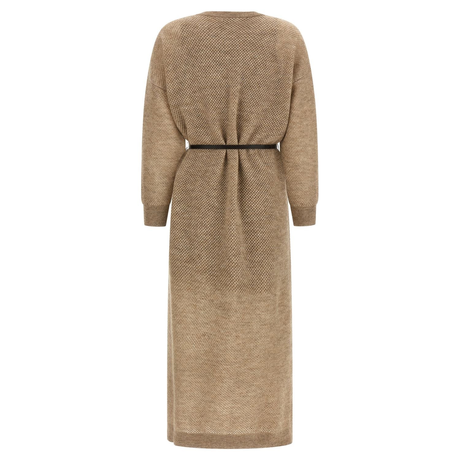 Brunello Cucinelli Beige Wool Midi Dress