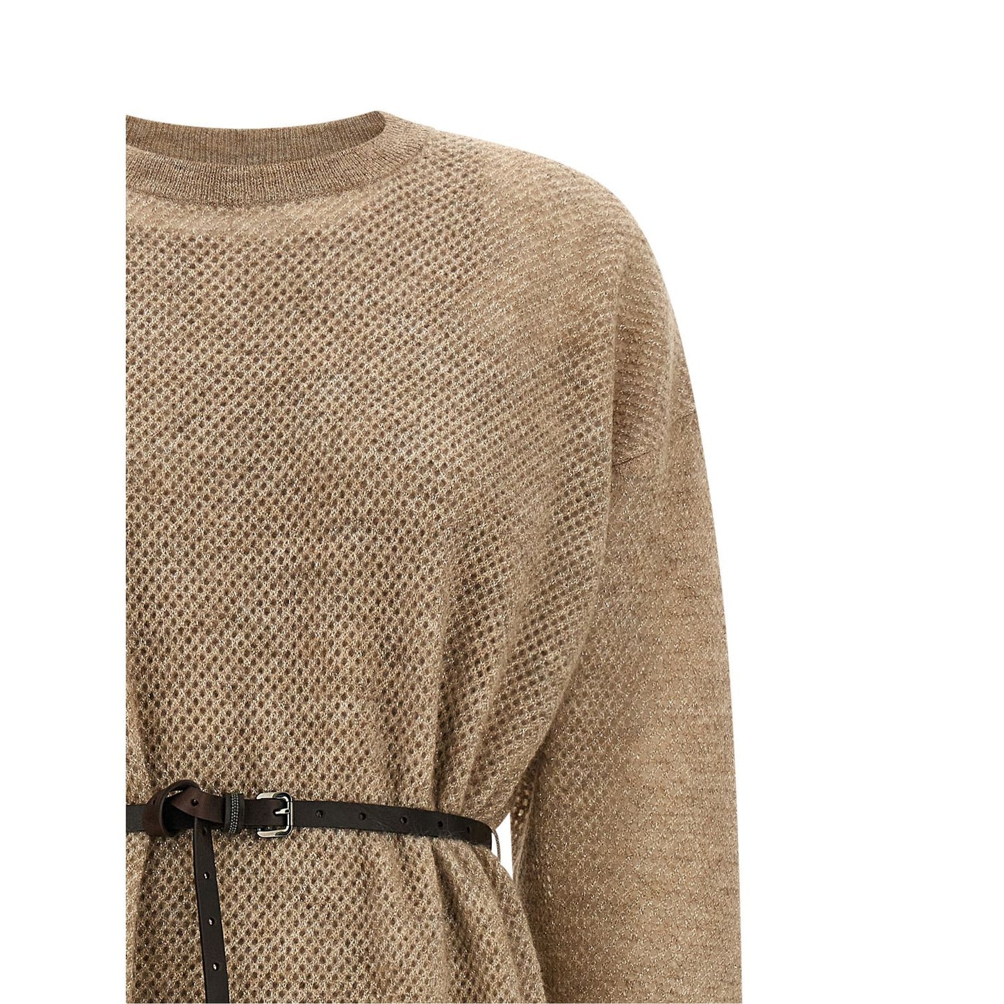 Brunello Cucinelli Beige Wool Midi Dress