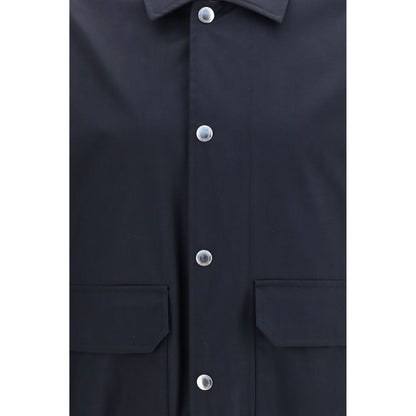 Brunello Cucinelli Blue Silk Biker Jacket