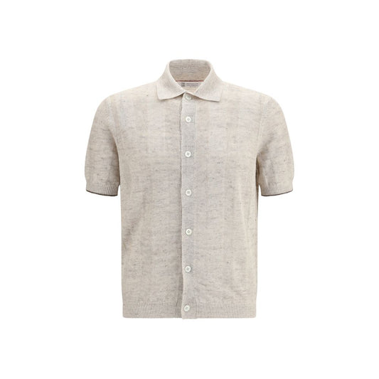 Brunello Cucinelli Beige Cotton Polo Shirt
