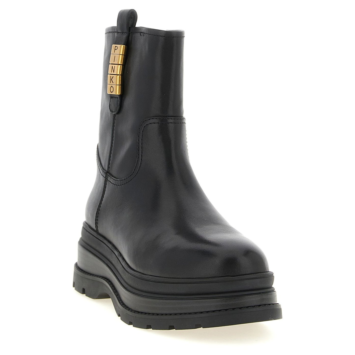 PINKO Black Cowhide Ankle Boots