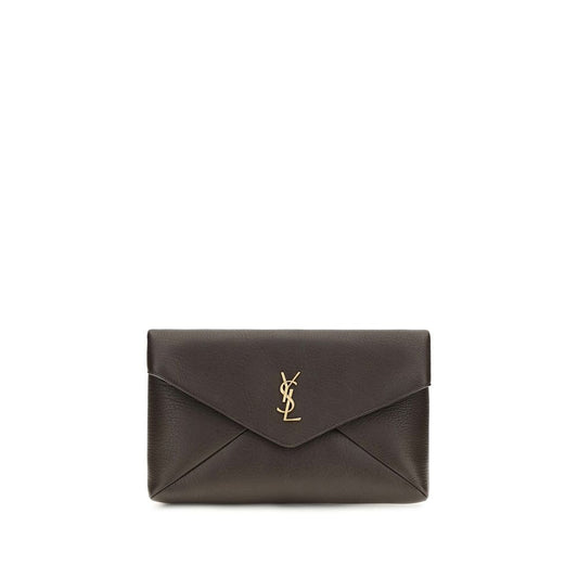 Saint Laurent Brown Lamb Ovis Aries Aries Clutch Bag