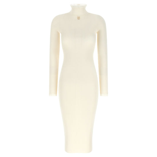 Elisabetta Franchi White Viscose Midi Dress