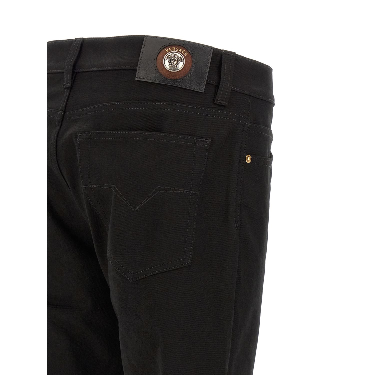 Versace Black Cotton Straight-Leg Jeans