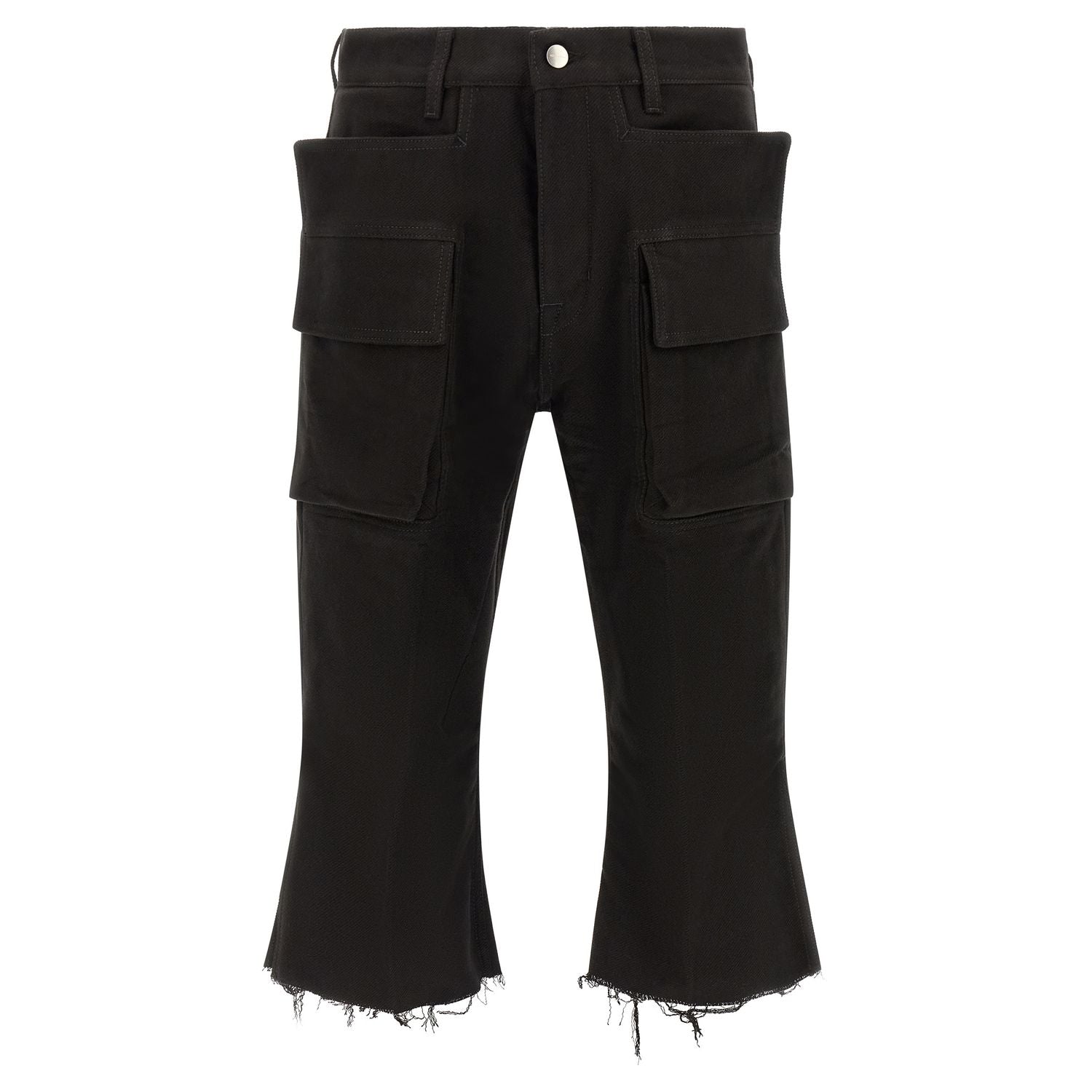 Rick Owens Black Cotton Cargo Pants