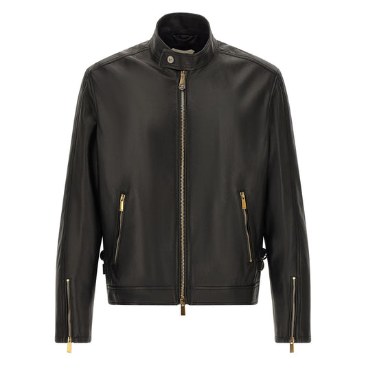Versace Black Lamb Leather Leather Jacket