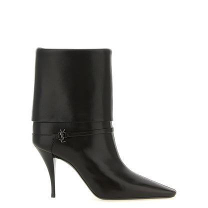 Saint Laurent Brown Lamb Leather Ankle Boots