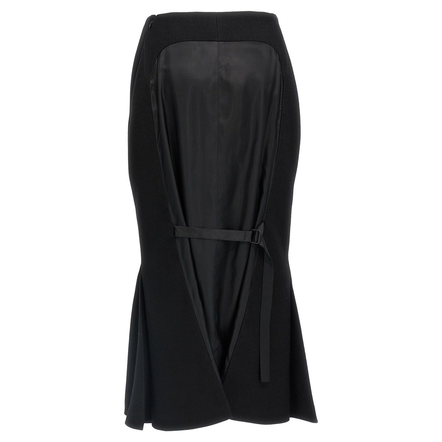 Prada Black Virgin Wool Midi Skirt