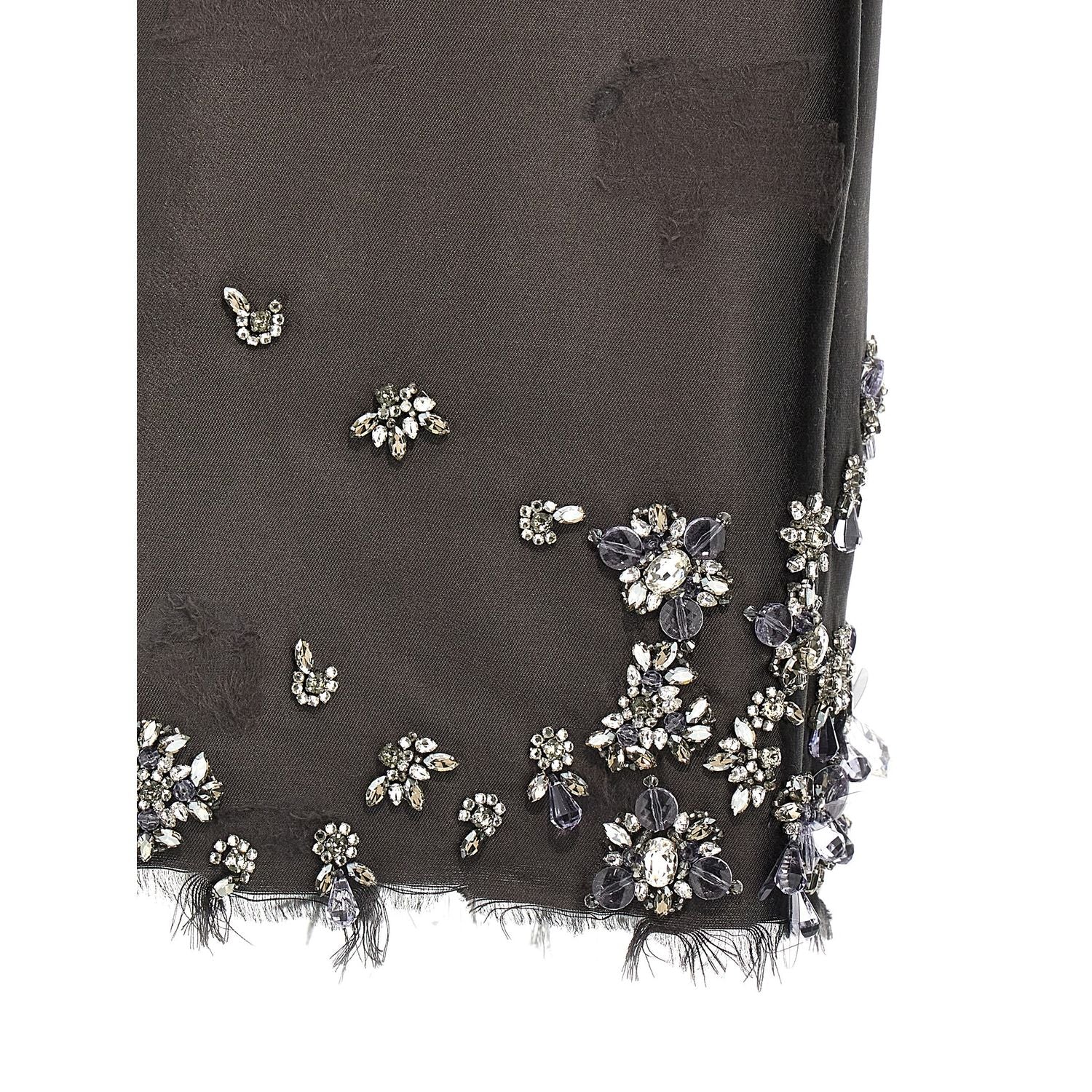 Prada Gray Silk Midi Skirt