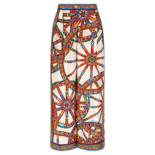 Dolce & Gabbana Multicolor Silk Casual Pants