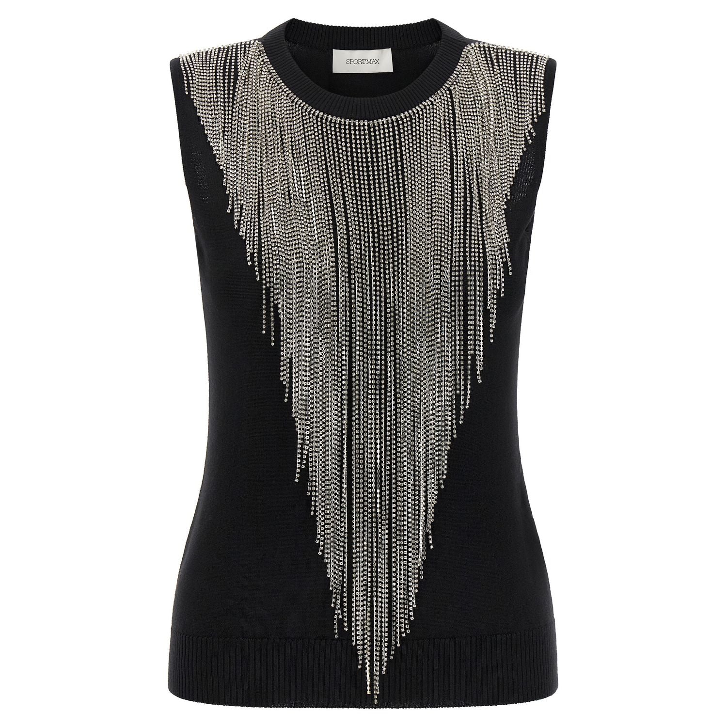 Sportmax Black Virgin Wool Tank Tops