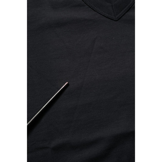 Dolce & Gabbana Dark Blue Cotton V-Neck Short Sleeve T-shirt