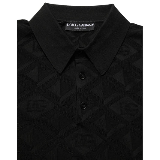 Dolce & Gabbana Black Silk Short Sleeve Knit Polo T-shirt