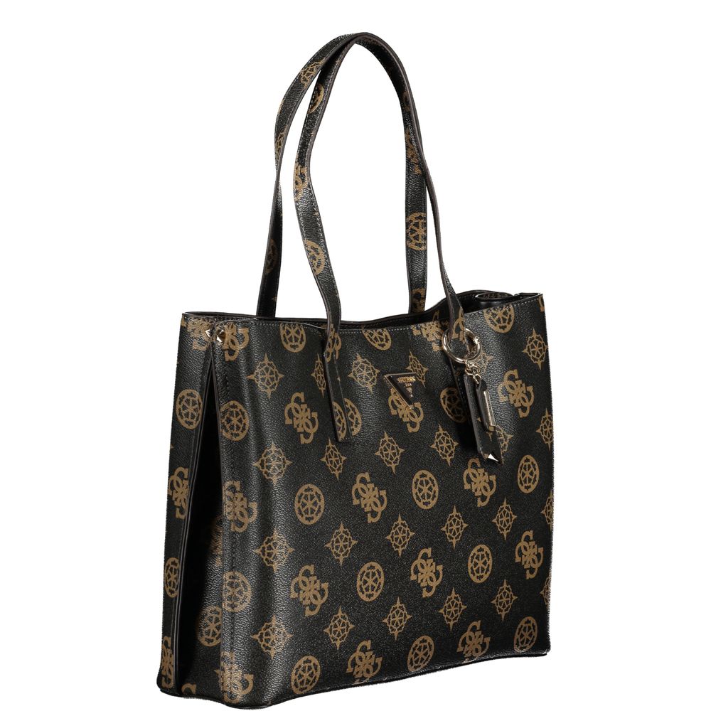 Guess Jeans Brown Polyurethane Women's Bag with Dual Handles and Spacious Compartments