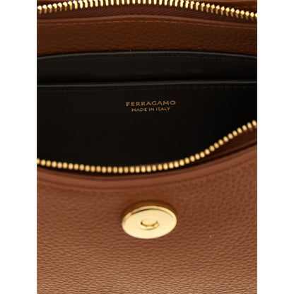 Ferragamo Brown Calfskin Gabry Mini Shoulder Bag