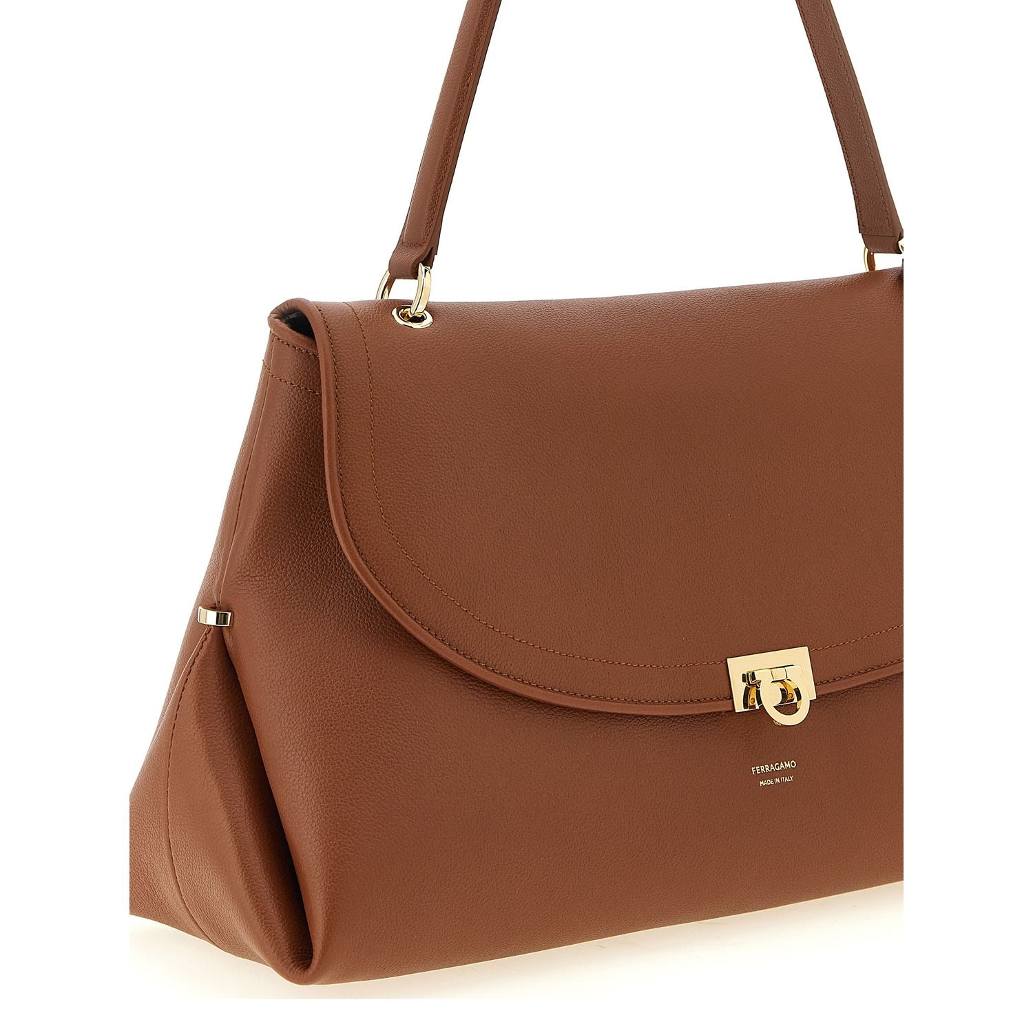 Ferragamo Brown Calfskin Shoulder Bag