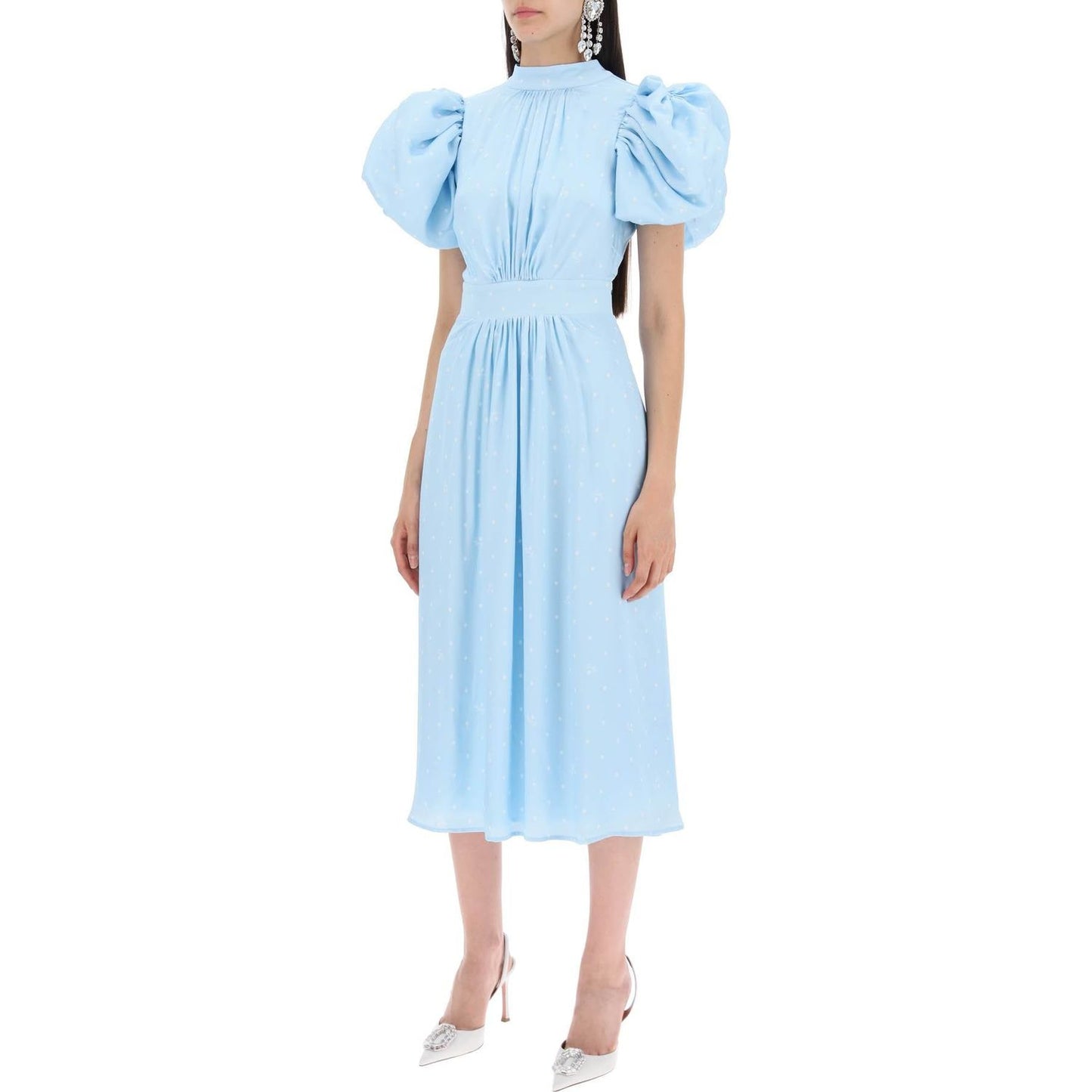 Rotate polka dot midi dress with balloon sleeves Dresses Rotate