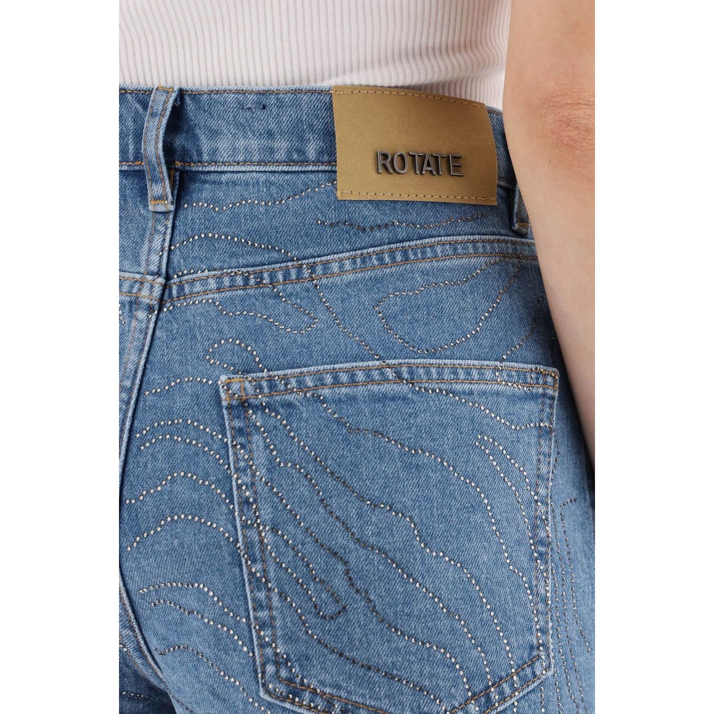 Rotate denim shorts with rhinestone Short trousers Rotate