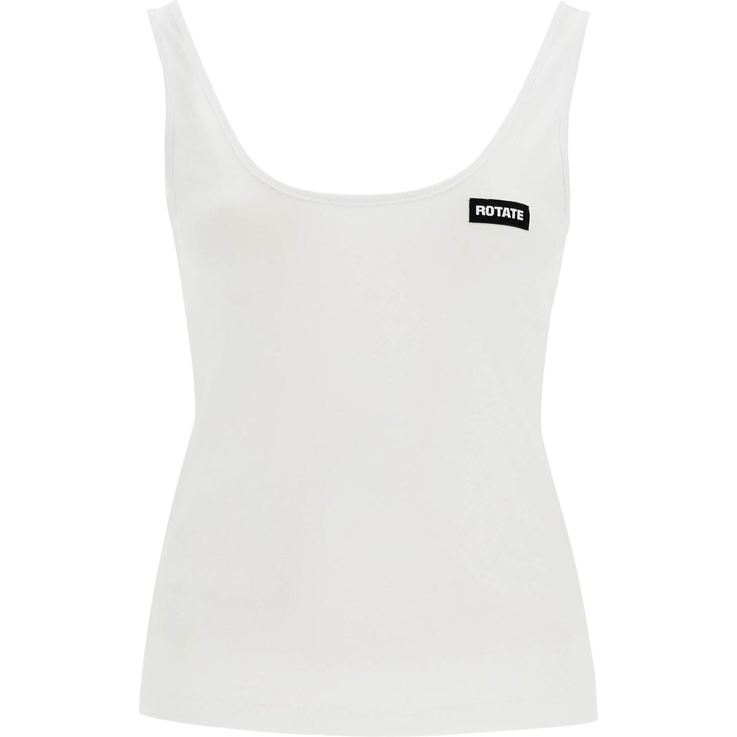 Rotate white recycled cotton top with deep neckline Topwear Rotate