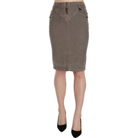 Just Cavalli Gray Corduroy Pencil Straight A-Line Skirt