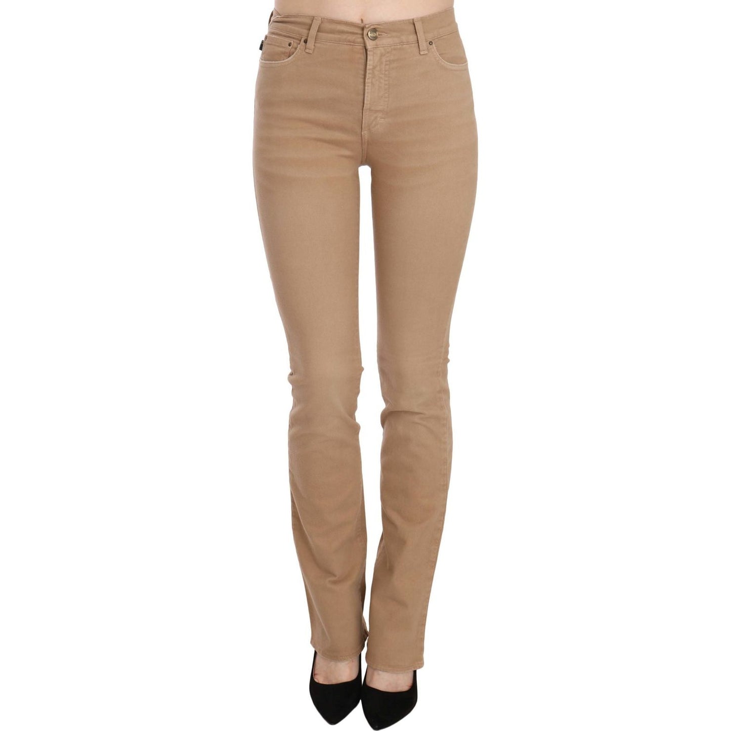 Just Cavalli Chic Brown Mid Waist Skinny Trousers Just Cavalli