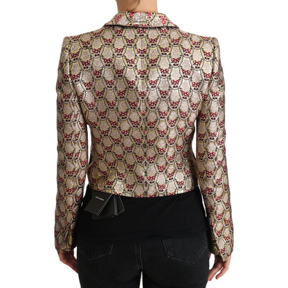 Dolce & Gabbana Gold Floral Sequined Blazer Coat Jacket