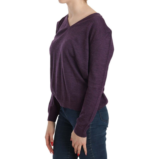 BYBLOS Elegant Purple V-Neck Wool Blouse BYBLOS